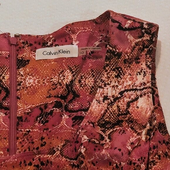 Calvin Klein Pink Snakeskin Print Fit & Flare Dress, Women's Size 10 - Picture 6 of 6